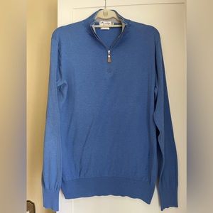 Peter Millar Sweater Mens M Blue 1/4 Zip Cotton/silk Pullover
